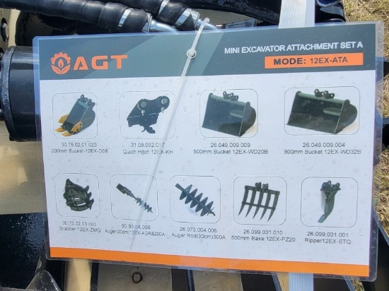 Mini Excavator Attachment, AGT, Unused Set of 9