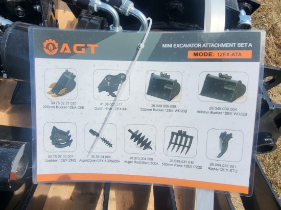 Mini Excavator Attachment, AGT, Unused Set of 9