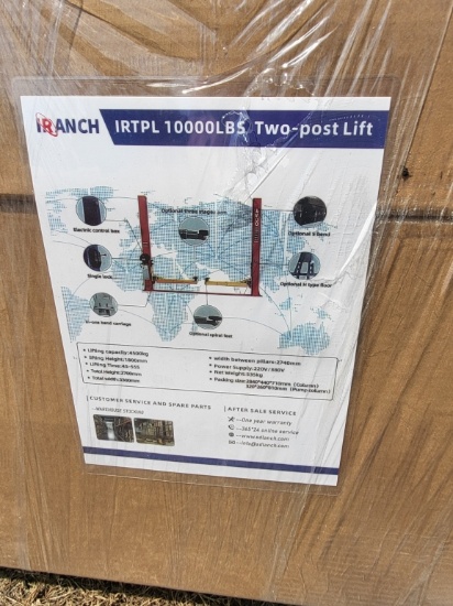 10000lbs Two-post Lift, Unused