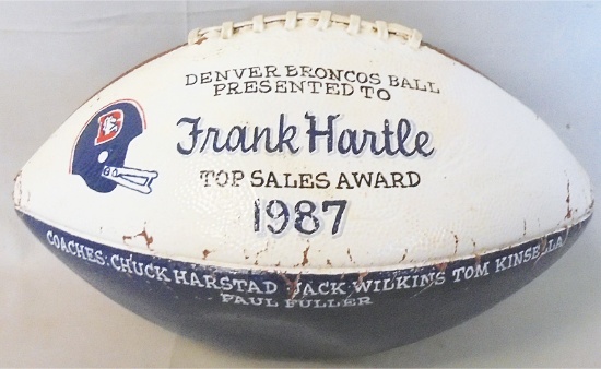 -Rare- 1987 -Denver Broncos- Game Used NFL Presentation Game Ball Football