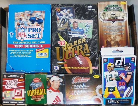 Huge -Football/Racing Cards- Sports Memorabilia Box Lot