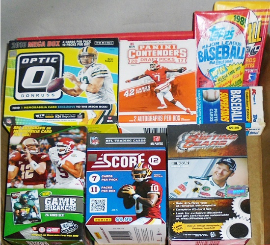 Huge -Football/Baseball Cards- Sports Memorabilia Box & Pack Lot