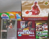 Huge -Football/Baseball/Basketball Cards- Sports Memorabilia Box & Pack Lot
