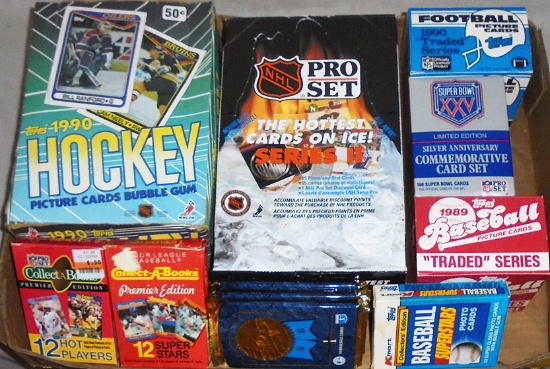 Huge -Football/Hockey/Baseball Cards- Sports Memorabilia Box & Pack Lot