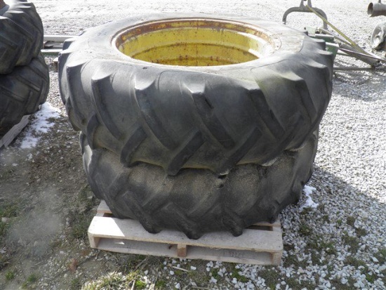 SET 16.9-34 tires DB JD rims WITHOUT CENTERS