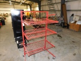 RED WIRE SHELVING STANDS ON WHEELS