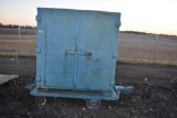 Job Box 12681 Steel job box with shelves mounted on 4 wheel platform cart