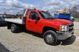 2013 Chevy 3500 4x4 Flat bed, 6.0 liter gas,  automatic, aluminum flat bed,