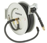 Klutch Auto Rewind Air Hose Reel â€” With  1/2in. x 50ft. Rubber Hose, 300