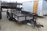 12 ft. tandem axle trailer with steel deck  and full width ramp