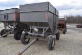 J&M 250 bushel grey hopper wagon