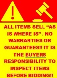 CONDITION OF ARTICLES SOLD: Neither the  auctioneer nor the seller shall be