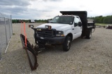 2004 Ford F550, dump bed, snow plow, single  cab, dually, tailgate spreader