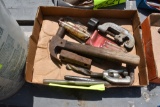 Box of miscellaneous, pipe cutter, ignition  wrench set, etc.      [BOX LOT