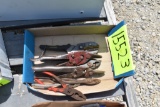 Box of assorted pliars and tin snips       [BOX LOT]