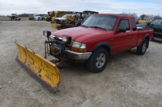 2000 Ford Ranger XLT, 206,521 miles, extended  cab, front plow, tool box, H