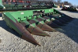 1985 John Deere 843, 8 row corn head, metal  snouts,