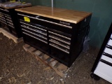 Husky 46in X 24in, 9 drawer cabinet w/  electric, wood top & metal