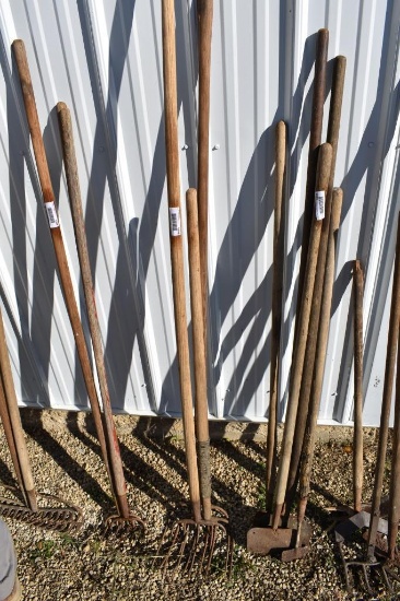 Lot of Wood Handled Rakes