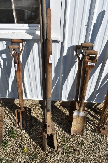 Lot of Assorted Wood Handled Post Hole Diggers