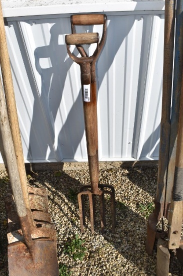 Lot of Wood Handled Manure Forks