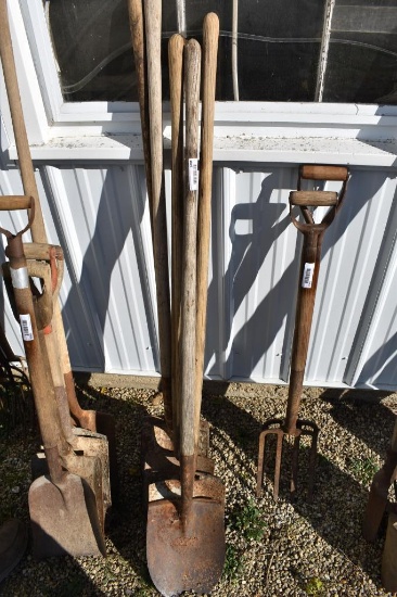Lot of Assorted Wood Handled Round Point Shovels