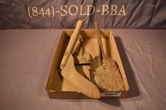 Ash bucket shovels and scythe