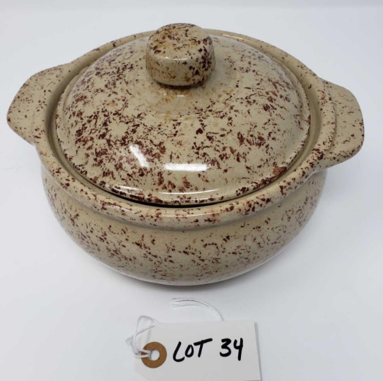 Pottery Covered Dish Bowl