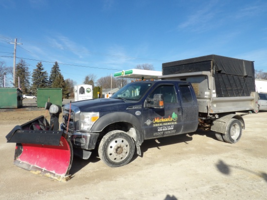 2012 FORD F450 LARIAT EXT. CAB SINGLE AXLE LOW PROFILE DUMP TRUCK