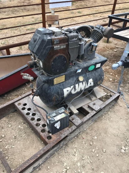 Puma - Kohler gas powered air compressor on heavy metal skid runs & works