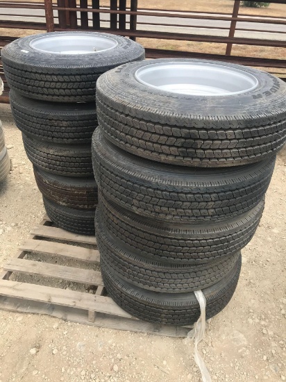 New 215/75R 17.5 trailer tires on 8 lug wheels sold by each take any #