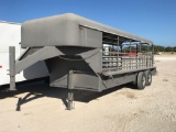 Ranch King 20' metal top gooseneck stock-- 6' wide 2 x 7K axles - good tires- new spare Lic. rec.
