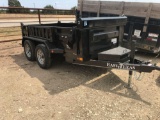 New East Texas dump trailer 5' x 10' w/ 3 way spreader gate, ramps & tarp 2 x 3500 axles w/ brakes