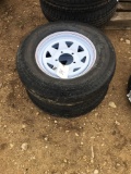 Tires and wheels 205-75D 15 on 5 lug white spoke wheels