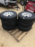 New ST 225-75R15 Tires and Wheels 5 Lug 10 PLY all steel Sell as two times the money, must take both