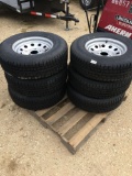 New ST 225-75R15 Tires and Wheels 5 Lug 10 PLY all steel Sell as two times the money, must take both