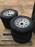 New ST 205-75R15 Tires and Wheels 5 Lug Sell as two times the money, must take both