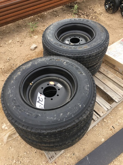 235-75R17.5 new trailer tires on 8 lug solid wheels-18ply Sell by four times the money, must take