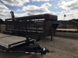 Like New 2020 Top Hat 6'8x24' Stock Trailer Rear slider, 2 cut gates, tarp top VIN 98837 Title, $25