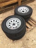 4 New ST 205/75R15 Trailer Tires on 5 lug 4 Times the Money Must Take All