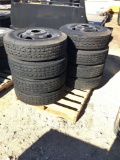 8 new 235-85R 16 - 14 ply trailer tires on 8 lug black dual wheels sold 8 x $ must take 8