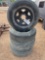 4- Fuzion 235/75/15 Tires with Black 6 Lug Wheels All Sold as 1 Lot