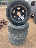 4- Fuzion 235/75/15 Tires with Black 6 Lug Wheels All Sold as 1 Lot