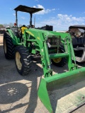 John Deere 5525 4WD Tractor with John Deere 542 Loader OROPS with Canopy. Joystick. 2 sets of rear