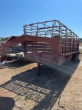 1992 6'8X20' Beams Custom Built Trailers Bar Top Livestock Trailer VIN 88049 Lic. Rec, $25 Fee ...