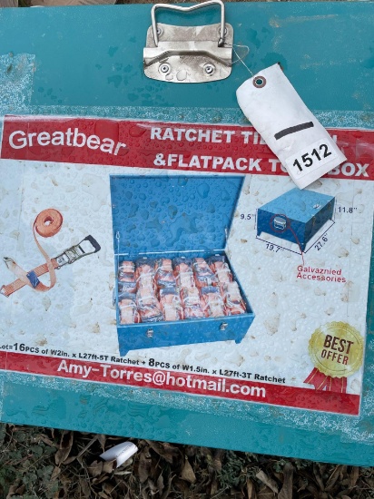 Unused Box of 16 Pieces of 2" Ratchets & Straps and 8 Pieces of 1 1/2" Ratchets & Straps
