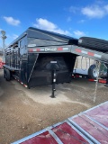 New Delco 20' gooseneck Livestock Trailer with 4' Tack Metal Top, Rubber Floor, 2 Fold Out Racks, PS