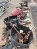 Assorted Lot of Pipe Threader, Dies, Fuel Hose, Nozzle, Air Tank, Cylinders 3 Pallets Plus Pump