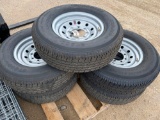 5 - 235/80/16 10 PLY Tires on 8 Hole Silver Mod Wheels Take Offs FIVE TIMES THE MONEY MUST TAKE ALL