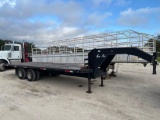 2006 Sure Pull Gooseneck 102' X 24' Dual Tandem Flatbed Trailer sq. tail no ramps VIN 43143 Title,